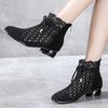 Pavasariniai Vasariniai Ankle Boots Madingi Cirkonio Sandalai Stori Kulniukai Tinklelio Batai Tuščiaviduriai Moteriški Batai