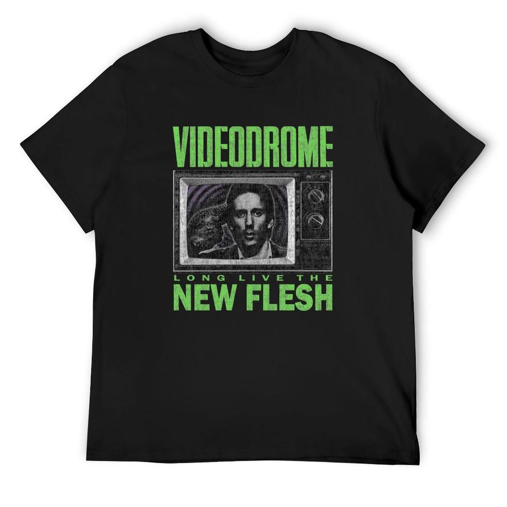 Videodrome DISTRESSED T-Shirt Vintage T-Shirts Vintage Grafik-T-Shirt Anime Kleidung Schwergewichtige T-Shirts für Männer