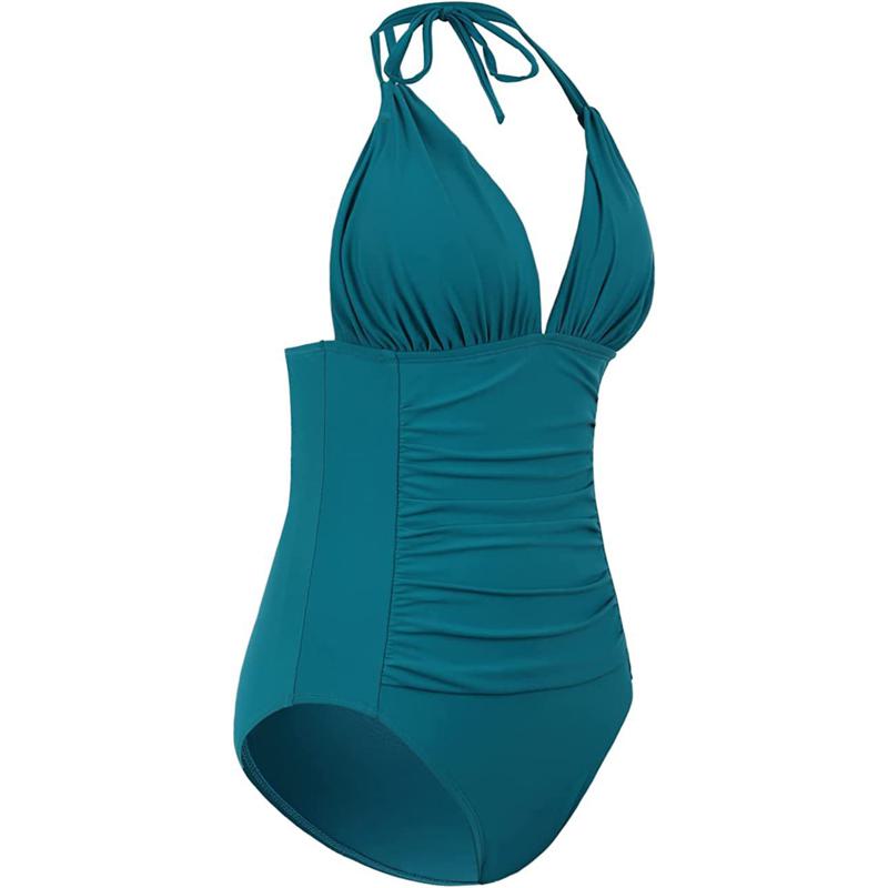 Dámské bikiny sexy jednobarevné plavky s vysokým pasem plážové plavky Dámské letní plavky