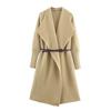Womens Knit Cardigan Coat With Belt Waist Detail Street Style Oversized Long Sleeve Outerwear