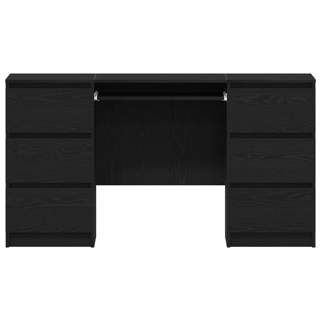 Desk with Storage Black Oak Effect 140 X 50 X 76 Cm