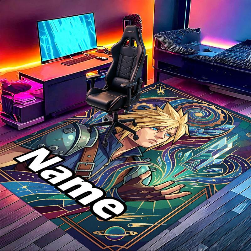 Benutzerdefinierter Name Personalisierter Final Fantasy Druck Teppich, Vielseitiger Heimdekor Teppich, für Spielzimmer, Wohnung, Balkon, Eingangsbereich, Flur Geschenk