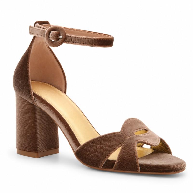 Sandalia De Terciopelo Taupe Elegante Montevita Almeria 105319