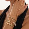KunJoe 6Pcs/Set Exquisite Imitation Pearl Chain Finger Bracelets Women Creative Starfish Scallop Pendant Bangles Wedding Jewelry