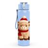 1PC Santa Hat Highland Cow 750ml Color Plastic Sports Water Bottle Leakproof Flip Straw Lid Suitable for Sports Office Home Use