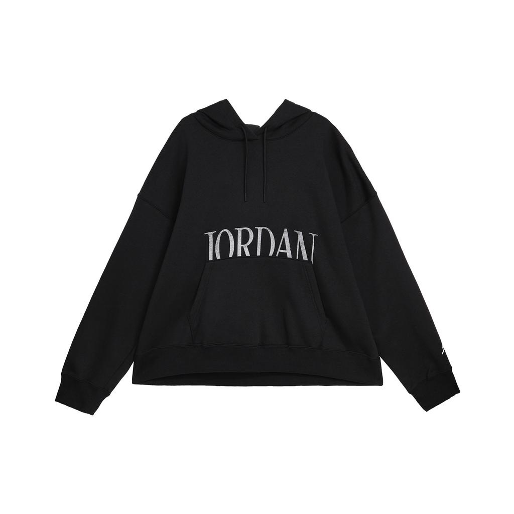 Jordan Alphabet Print Loose Long Sleeve Hoodie Women Tops Black FN5435-010