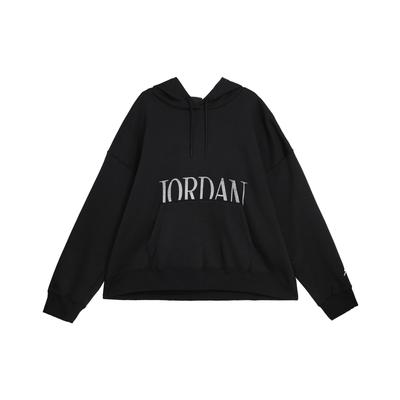 Alphabet Print Loose Long Sleeve Hoodie Women Tops Black FN5435-010