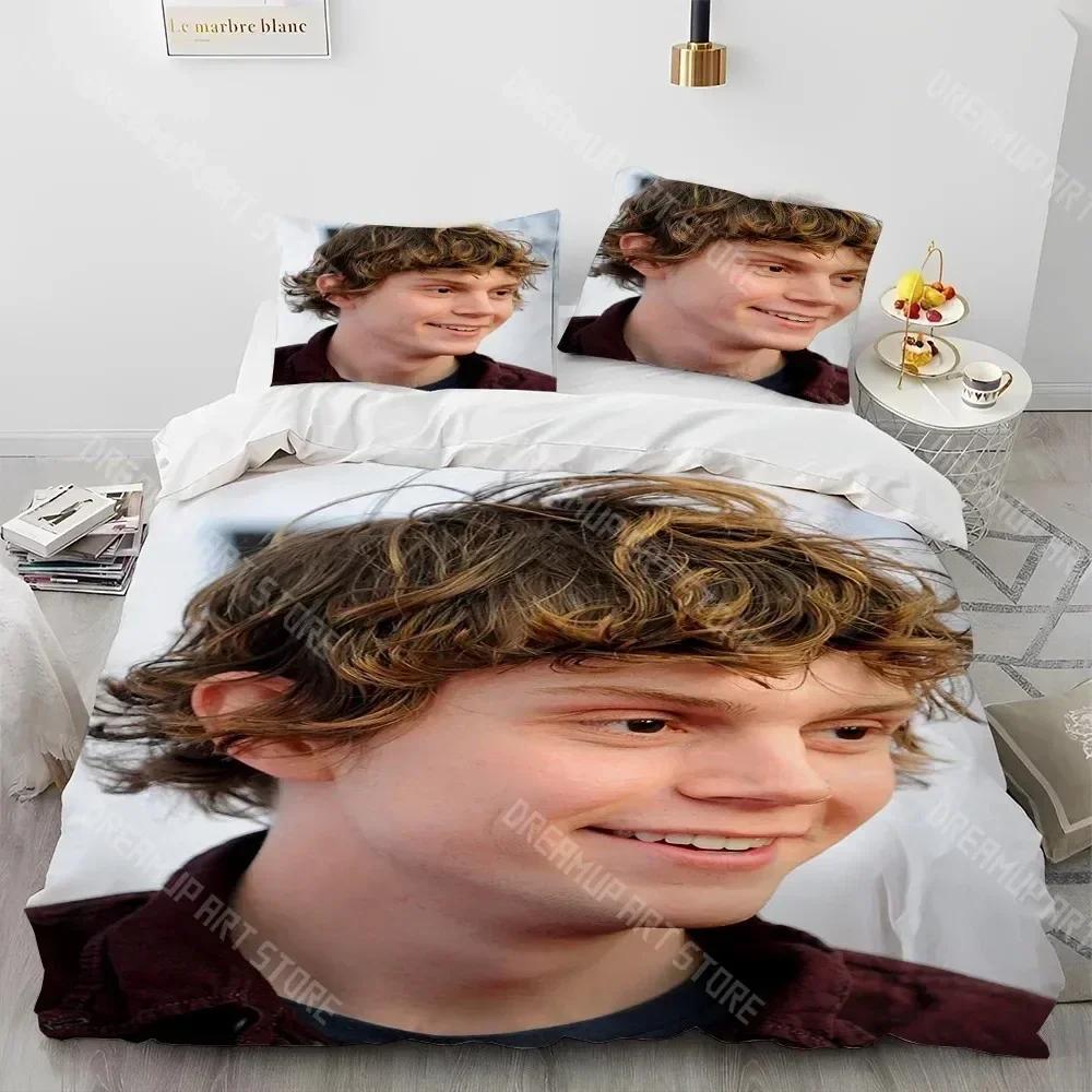 Süßes Evan Peters Film TV Schauspieler Bettdecke Bettwäsche-Set, Bettbezug Bett-Set Steppdeckenbezug Kissenbezug, King Queen Size Bettwäsche-Set