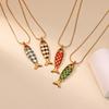 Elegant Enamel Ocean Necklace Snake Chain Marine Life Necklace Cute Fish Pendant Necklace  Daily