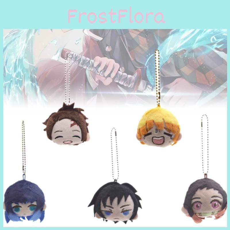 Demon Slayer Tanjiro Inosuke Zenitsu Cartoon Plush Brooch Keychain Soft Short Plush