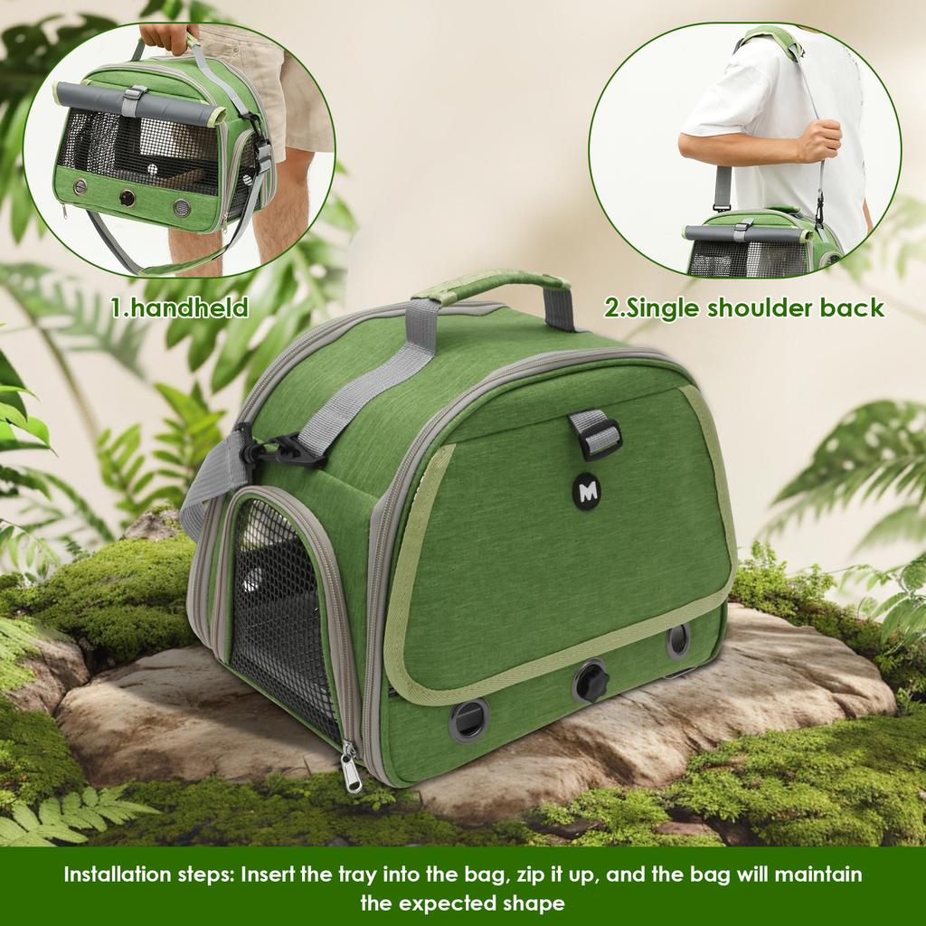 Bird Carrier Parrot Travel Cage with Tray and Breathable Clear Window Portable Bird Travel Carrier Double Zipper Clear Door