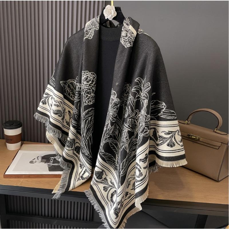 New Imitation Cashmere Scarf for Women Korean Version Contrasting Color Autumn and Winter Warm Couple Scarf British Fashion Long Shawl