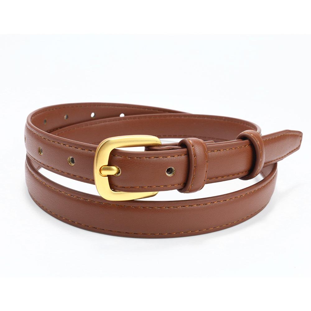 Тонкий женский ремень, простой и элегантный декоративный ремень, ремень для джинсов школьницы. 105cm коричневый