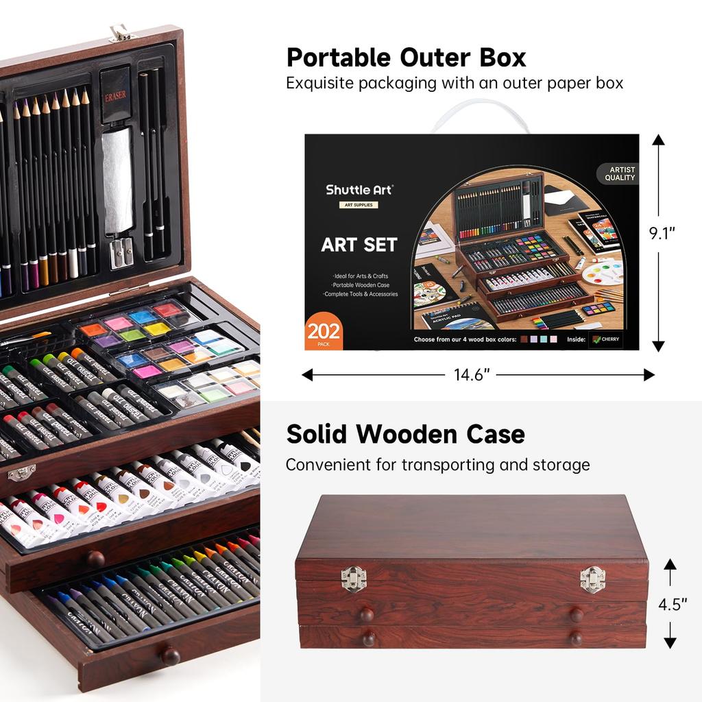 Shuttle Art Art Set with Colored Acrylic Solid Drawing Coloring Pencil and Includes a Portable Storage Box and Portable Storage A great gift for