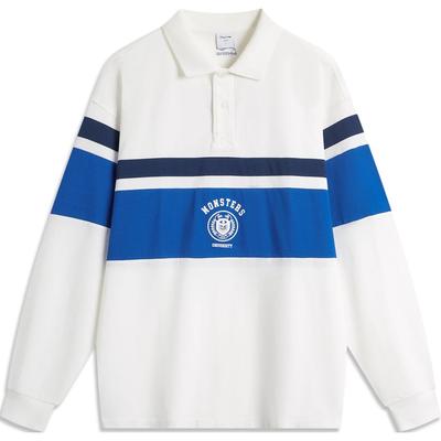 Li Ning X Disney Collaboration Monsters University Series Color Block Letter Comfortable Breathable Versatile Casual Long Sleeve Polo Shirt APLU145-2