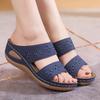 Spring and Summer European and American New Slope Heel Slippers Women's Cool Slippers Embroidered Solid Color Beach Sandals Casual Stitching Shoes