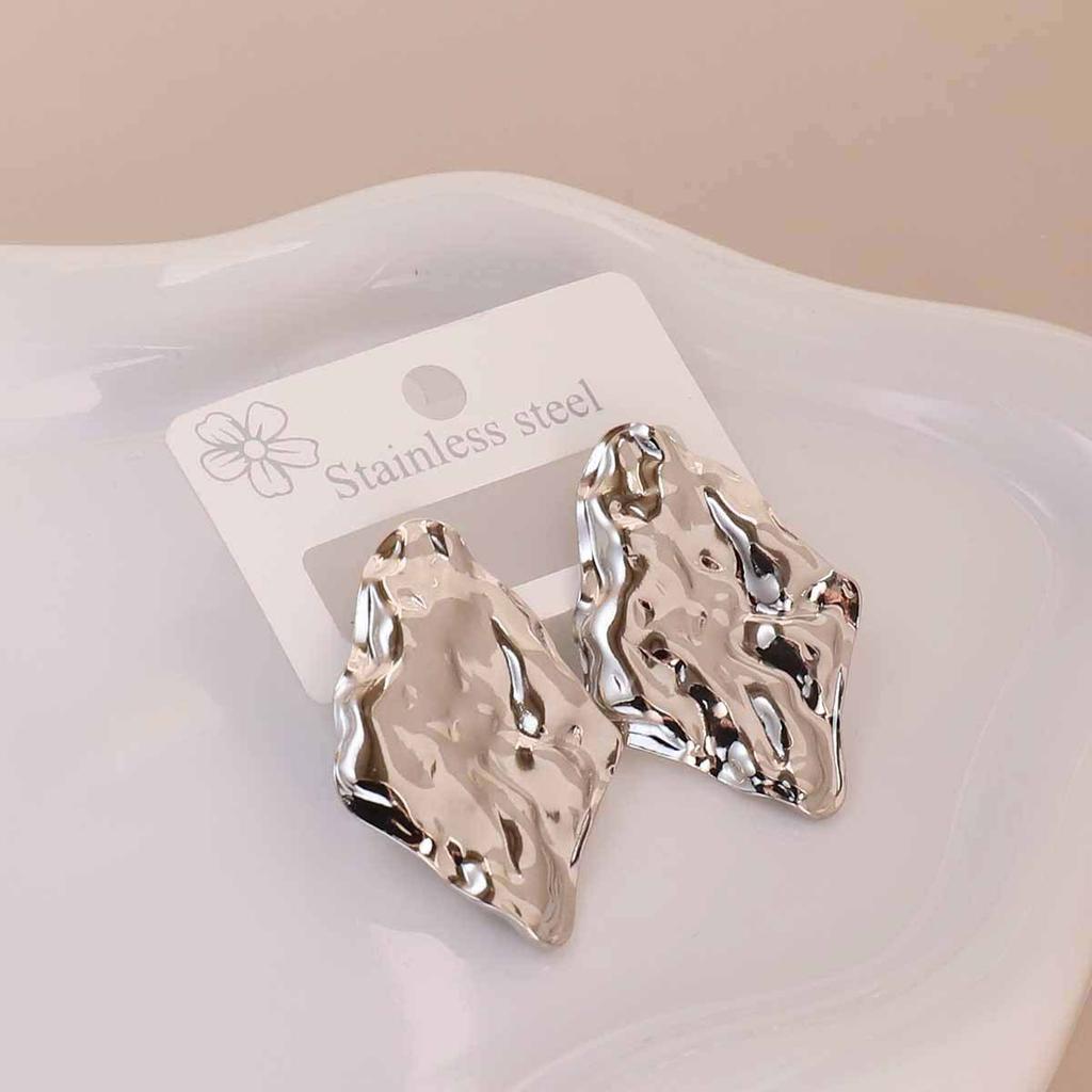 European American Trendy Cross-Border Punk Cold Wind Stainless Steel Earrings Geometric Irregular Drop Fashion Jewelry