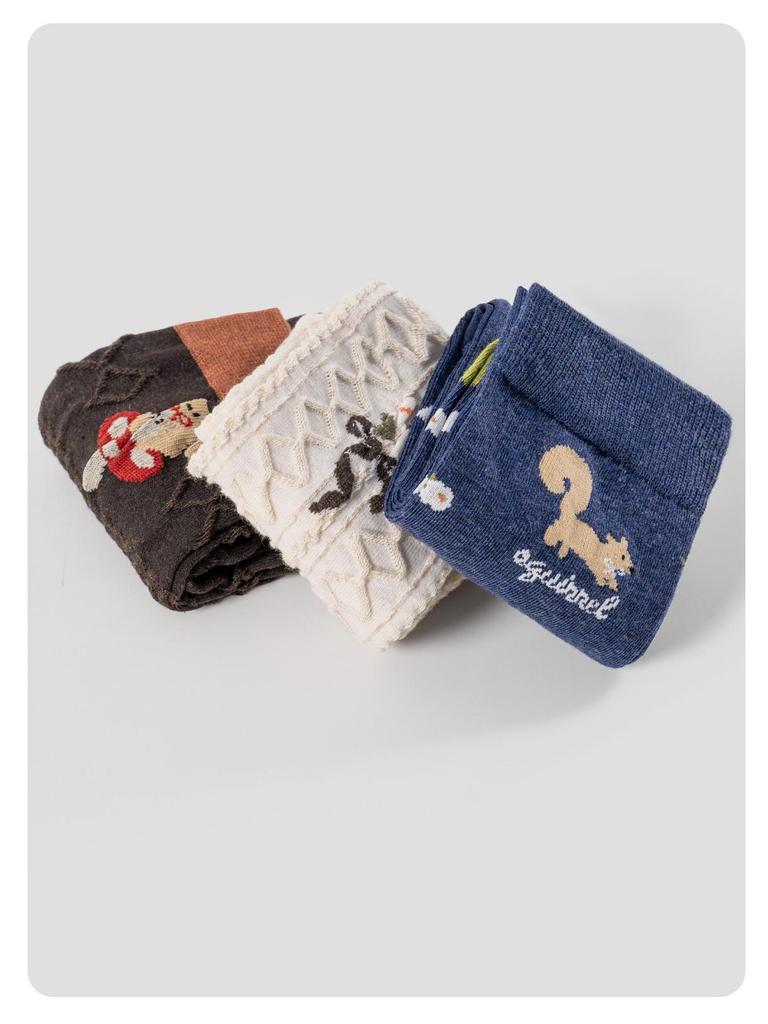 Damen Blumen Schleife Mid-Calf Socken - 5 Paar, Retro & Trendiges Color-Block Design