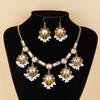 Bohemian Vintage Quasten Halsketten- und Ohrring-Set, Strassstein Ethnischer Stil Schmuck für Damen