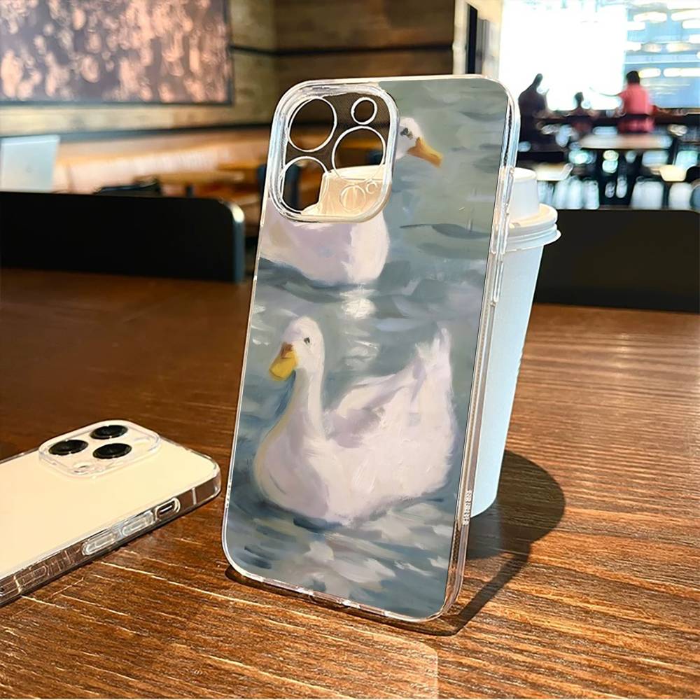 Leisurely Goose Phone Case For iPhone17,16,15,14,13,12,11 Plus,Pro Max Soft Transparent Cover