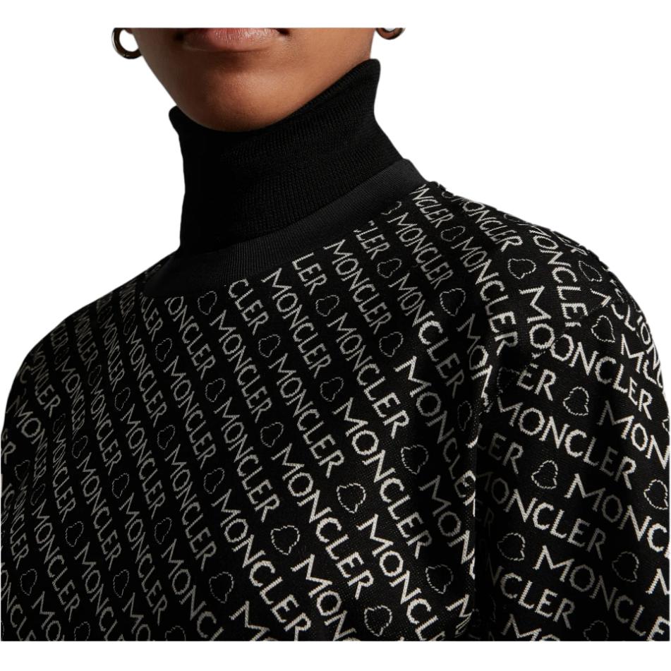 Moncler FW22 Logo All Over Print Round Neck Pullover T-Shirt Women tops Black H20938C00025899TEF90