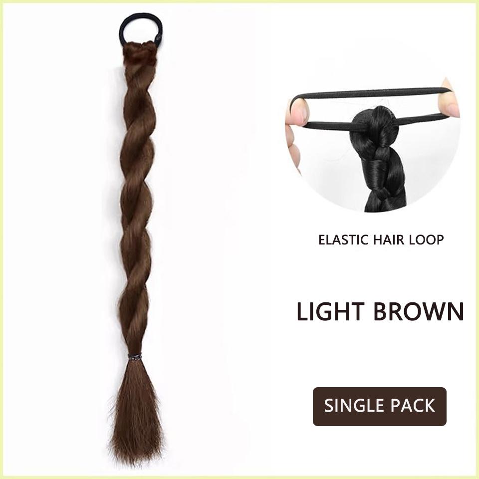 Synthetische Perücke, Pferdeschwanz, gedrehter Zopf, Perücke aus geflochtenem Haar, Perücke mit doppeltem Pferdeschwanz, geeignet für den täglichen Gebrauch.