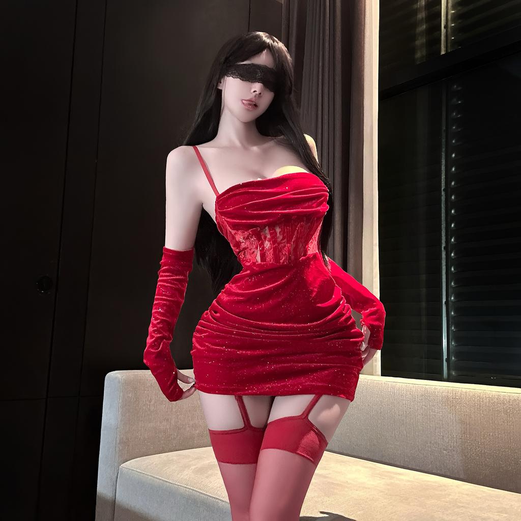 Sexy lingerie sexy welcome lace mesh burst flash sweet and greasy banquet girl hip skirt backless