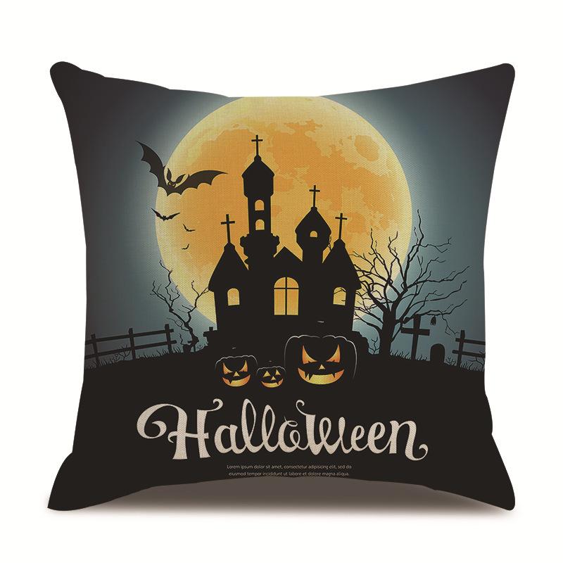 Halloweenský lněný povlak na polštář Tištěný povlak na polštář