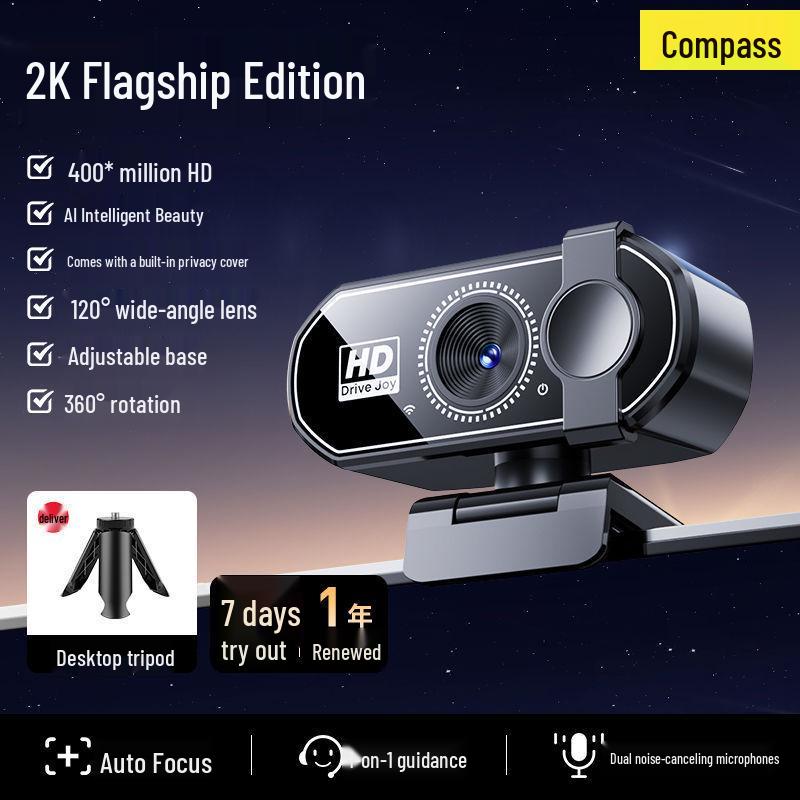 Ultra HD Webcam with USB Microphone for Online Classes & Live Streaming