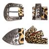 Rhinestones Buckle Leopard Belt for Women Men Eye Catching Pants Belt Waistband Female Aesthetic PU Belt Waist Ornament