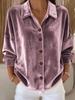 Women's Long-Sleeve Gold Velvet Cardigan with Shirt Collar