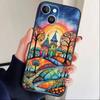 Whimsical landscape Starry Night Phone Case For iPhone 17 16 15 14 13 12 Max Plus Silicone Black Cover