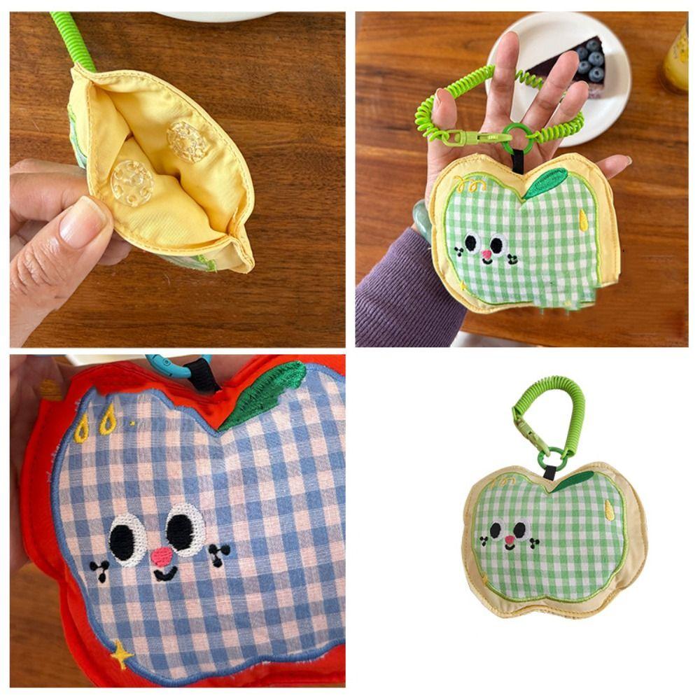 Bag Pendant Small Wrist Bag Lanyard Earphone Bag Sweet Plaid Fruit Coin Purse  Girls