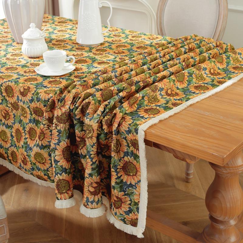 Bohemian Geometric Pattern Tablecloth Cotton Linen Rectangular Dining Table Cover Tea Table Runner