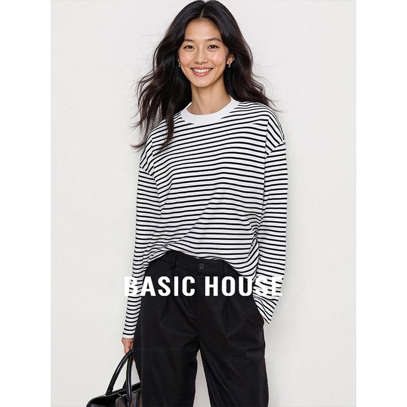 Basic House Women s Striped Long-Sleeve T-Shirt XL