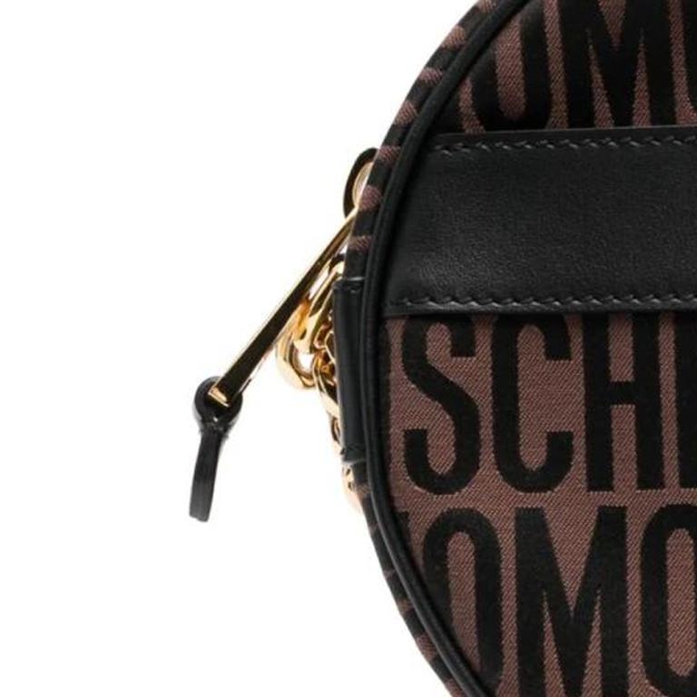 Moschino Classic Logo Print Gold Logo Letter Polyester Blend Crossbody Bag Women Bags Black Brown A74158268