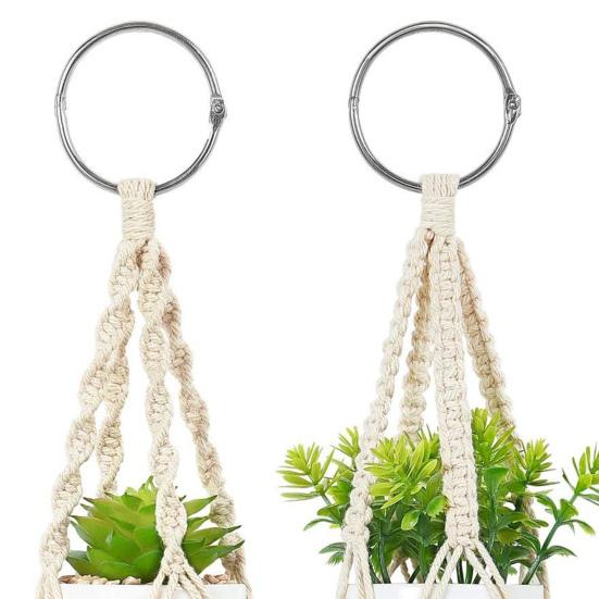 2Pcs Beautiful Fine Texture Plant Hanger Good Woven Handmade Cotton Flowerpot Hanger for Home