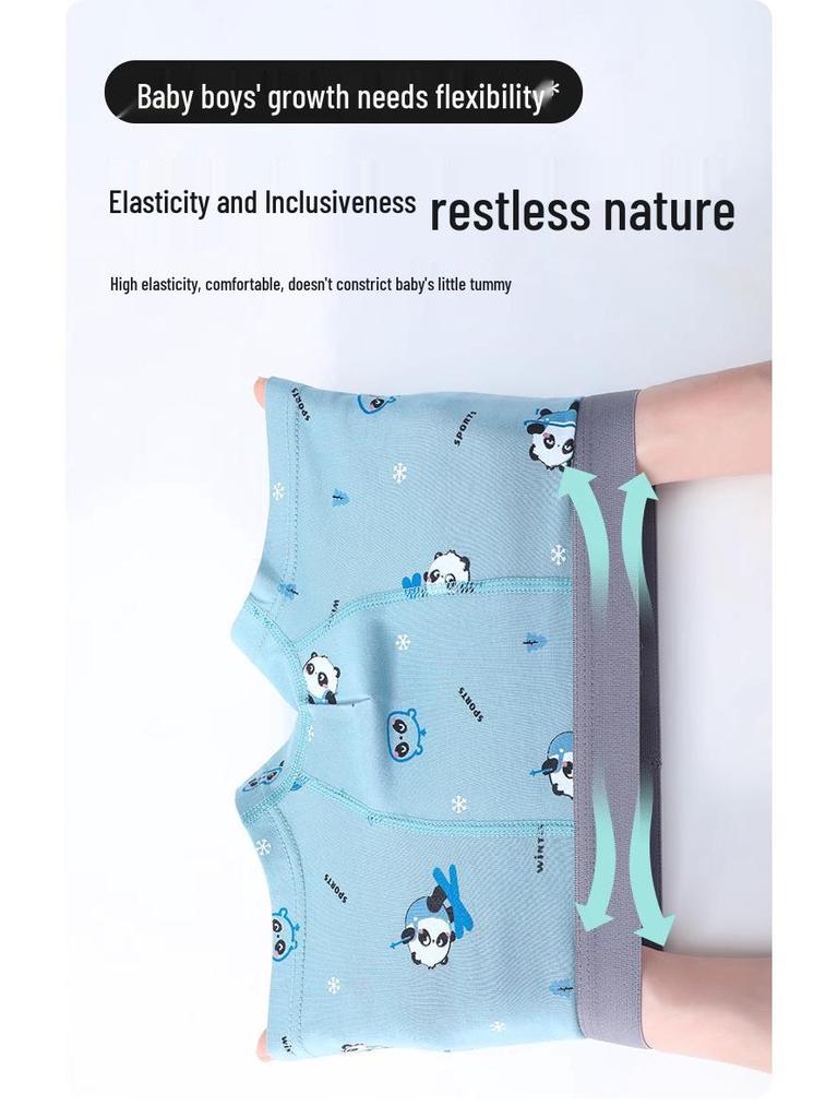 Boys' Antibacterial Cotton Boxer Briefs, Autumn & Winter, Sizes S-M-L, Class A