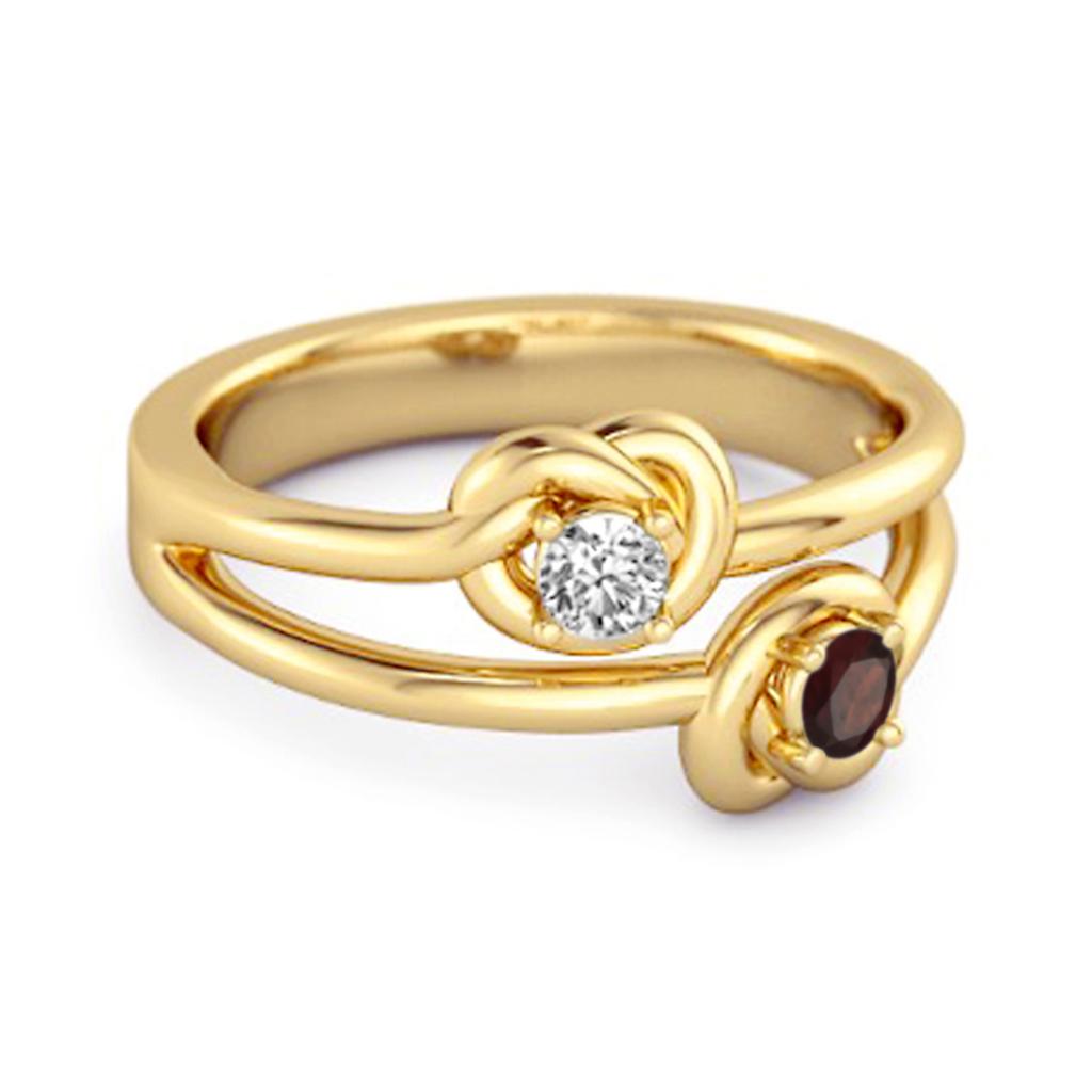 Granat Unendlichkeitsschleife Bypass-Ring - 925 Sterling Silber Gold Vermeil