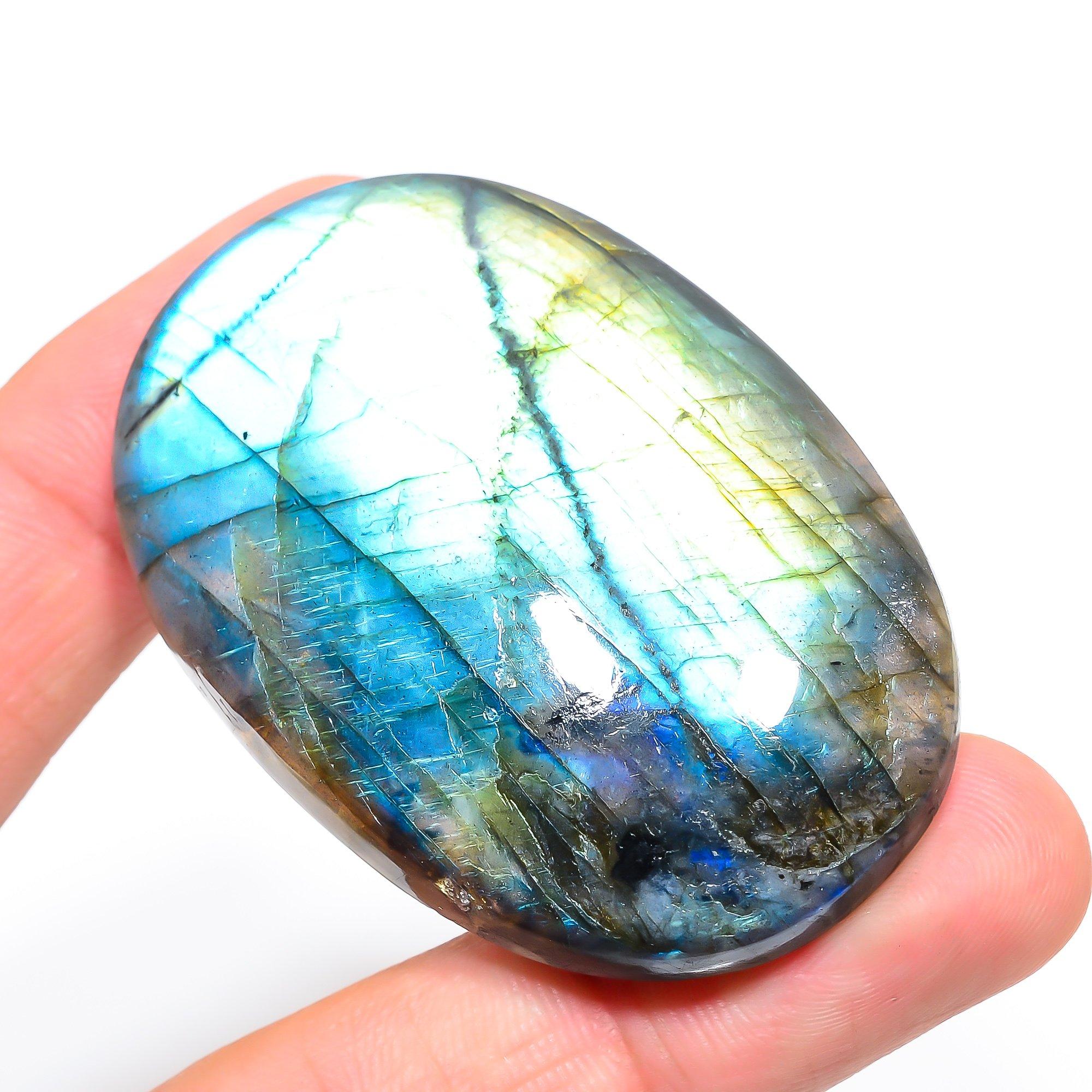 

Labradorite 4x6mm Natural Cabochon Fine Loose 216.65Cts. P6H35 чорний