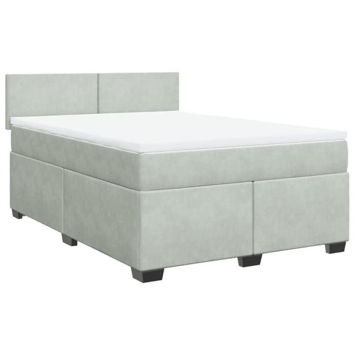 Maison Exclusive - Sommier à lattes de lit et matelas Gris clair 160x200cm Velours