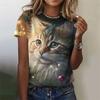 New Funny Cat 3D Print Women's Kawaii T Shirt Female Harajuku Casual Clothing Ladies Fashion Cute Animal Graphic Tees Girls Tops