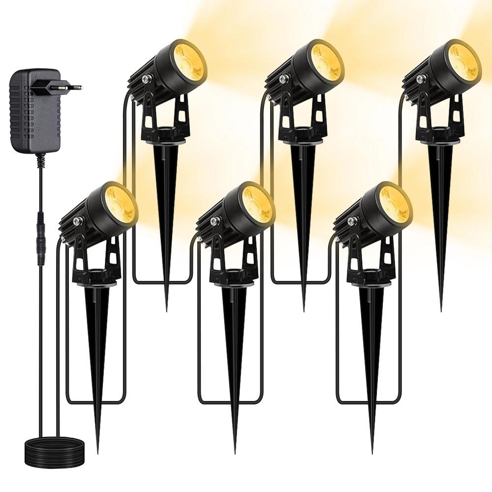 LED Landscape Lights 12W Low Voltage Waterproof Garden Pathway Light Wall Tree Flag Spotlights Spike Lawn Lamp with Transformer