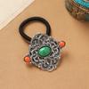 Mongolian Tibetan hair accessories retro turquoise inlaid hair rope niche exotic hair tie rubber band headrope women