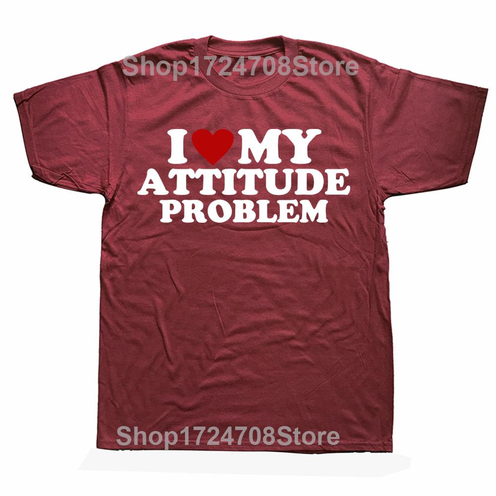 Funny Negativity Joke Vintage Tops EU Size 100% Cotton Unisex O-neck T-shirts Rertro I Heart Love My Attitude Problem T Shirt