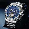 Business Skelett Herrenuhr Luxus Automatische Mechanische Uhren Kalender Leuchtend Wasserdicht Edelstahlarmband
