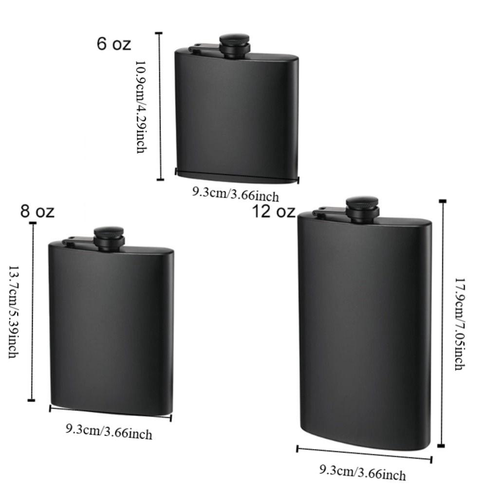 6/8/12 Oz Hip Flask Flat Liquor Flask Drinkware Black Pocket Flagon  Bar