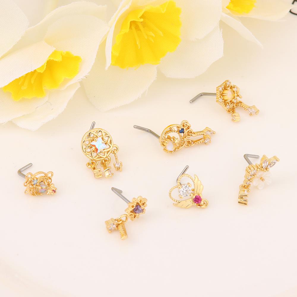 Bijoux fantaisie, clous de nez colorés, anneaux de nez, clous de nez pendants, piercing corporel
