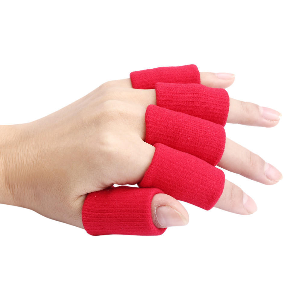 

10pcs Stretch Basketball Finger Guard Support Sleeves Protector червоний