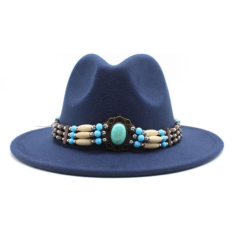 Jazz Hat Woolen Imitation Wool Felt Hat Neutral Versatile Top Hat Men'S And Women'S Cowboy Hats